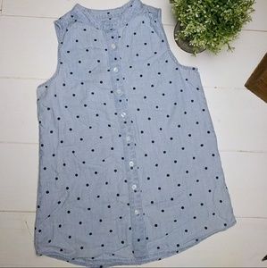J. Crew | Chambray Polka Dot Sleeveless 00